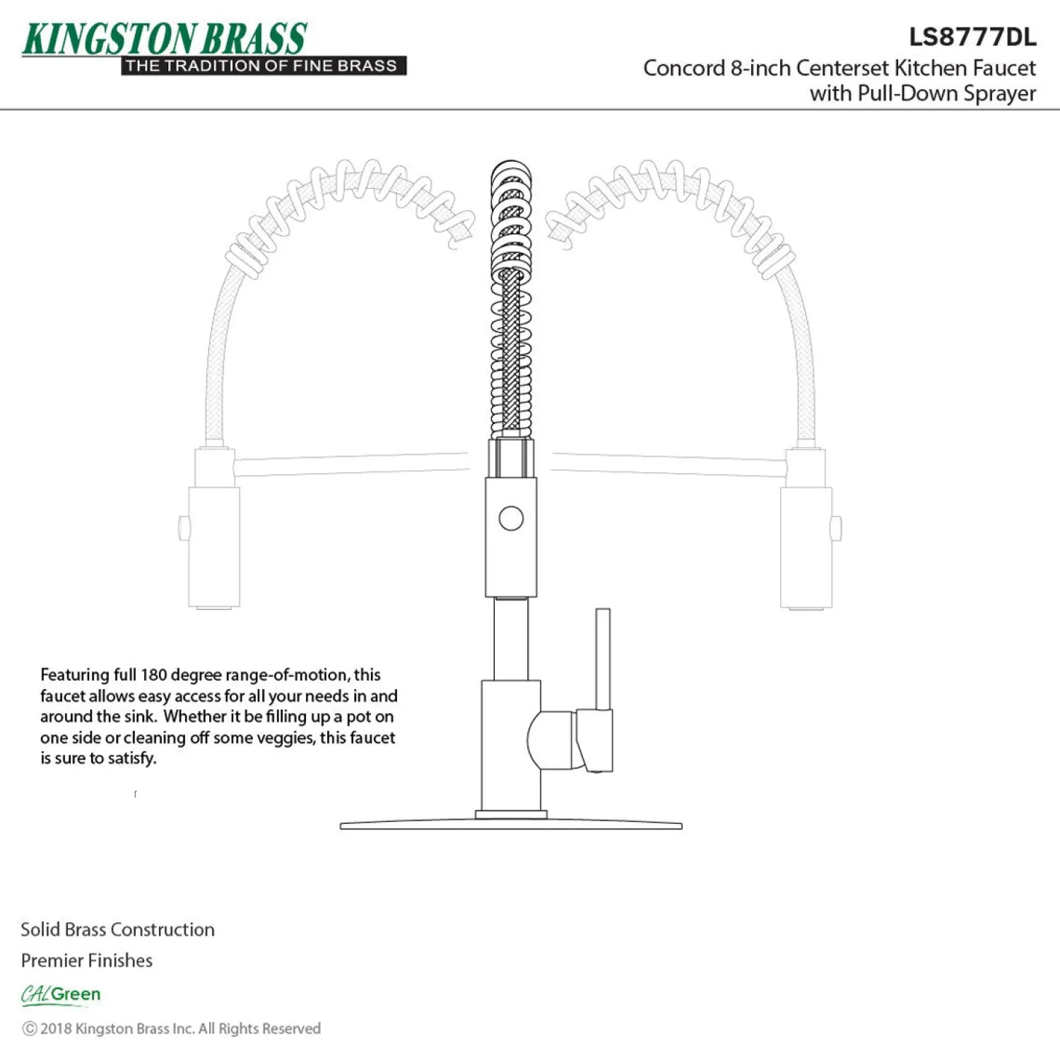 Gourmetier Concord Pre-Rinse Kitchen Faucet Single Hole