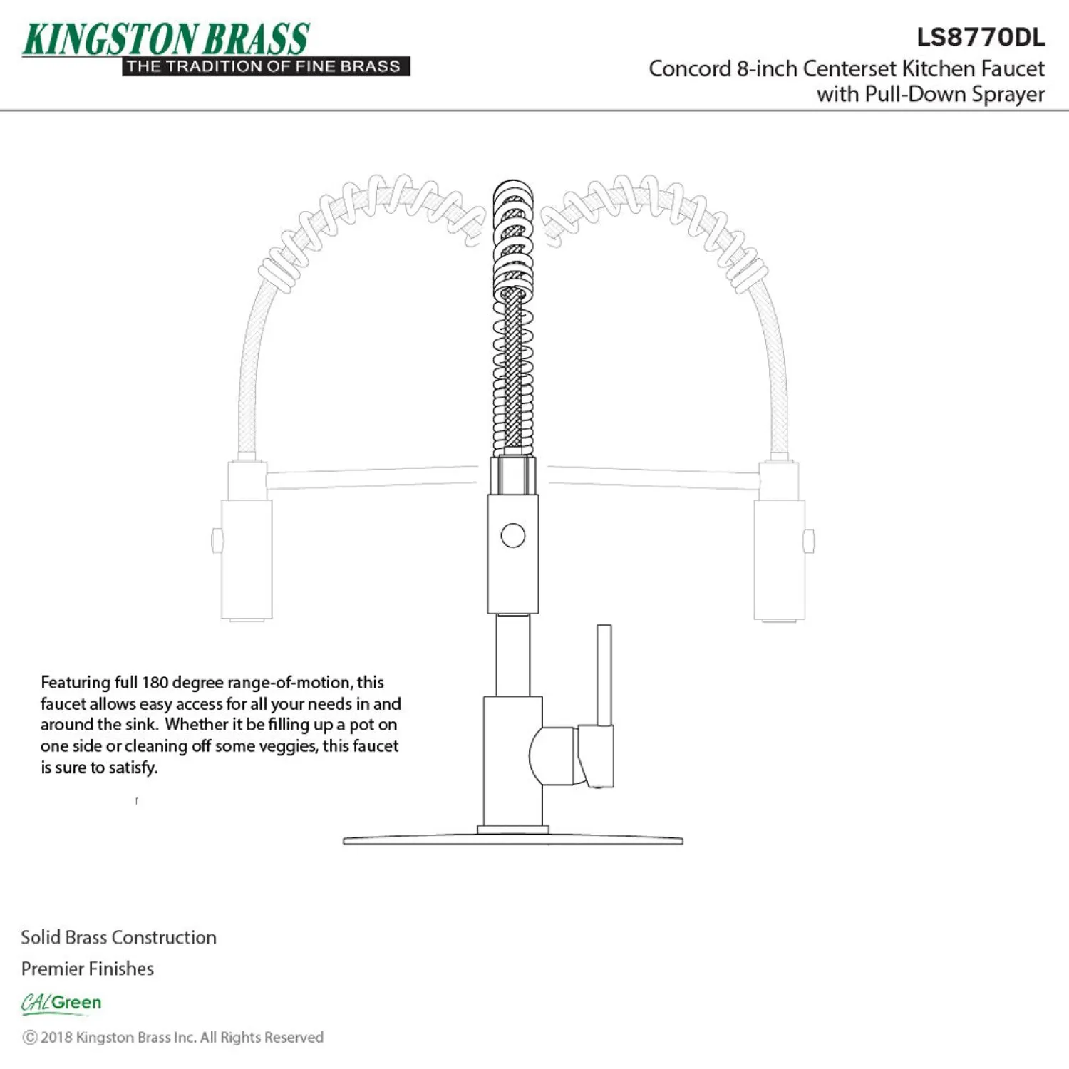 Gourmetier Concord Pre-Rinse Kitchen Faucet Single Hole