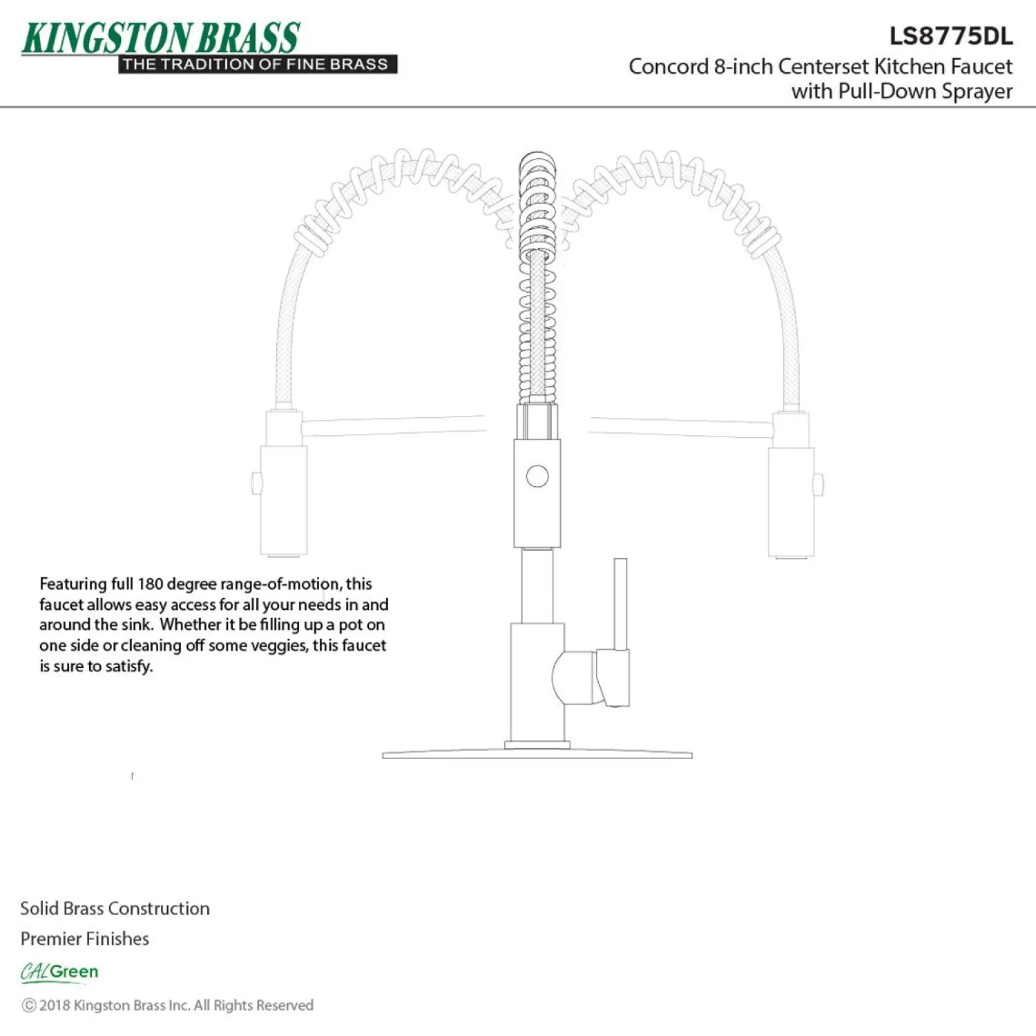 Gourmetier Concord Pre-Rinse Kitchen Faucet Single Hole