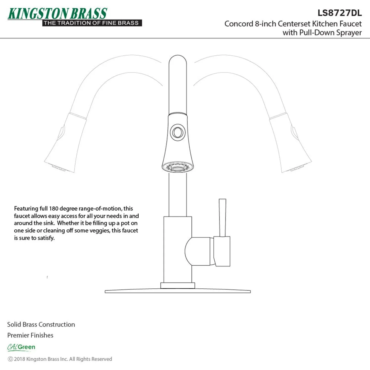 Online Gourmetier Concord Deck Mount Single-Handle Pull-Down Kitchen Faucet Single Hole