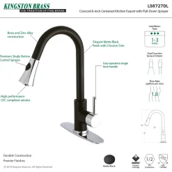 Online Gourmetier Concord Deck Mount Single-Handle Pull-Down Kitchen Faucet Single Hole