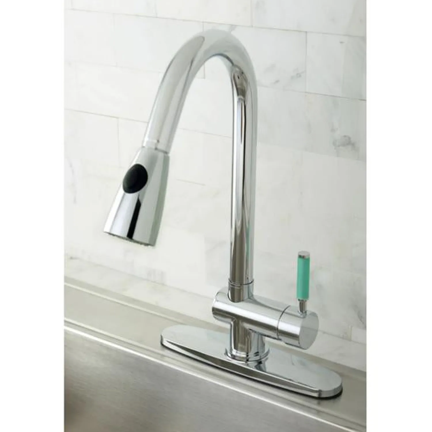 Gourmetier Green Eden Single Lever Handle Kitchen Faucet with Pull-Down Sprayer Single Hole