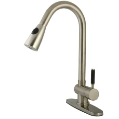 Clearance Gourmetier GS8898DKL Kaiser Single Handle Pull-Down Spray Satin Nickel Kitchen Faucet Single Hole