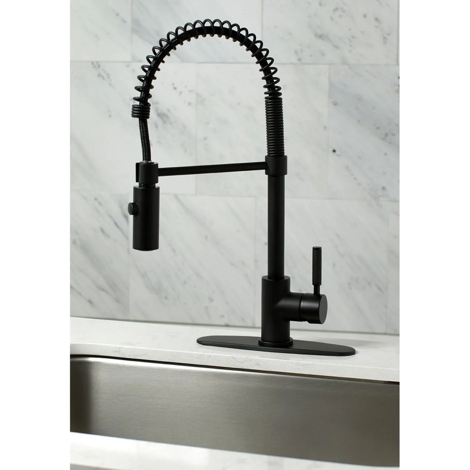 Hot Gourmetier Kaiser Deck Mount Single-Handle Pull-Down Kitchen Faucet Single Hole