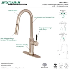 Outlet Gourmetier Kaiser Single-Handle Pull-Down Kitchen Faucet Single Hole