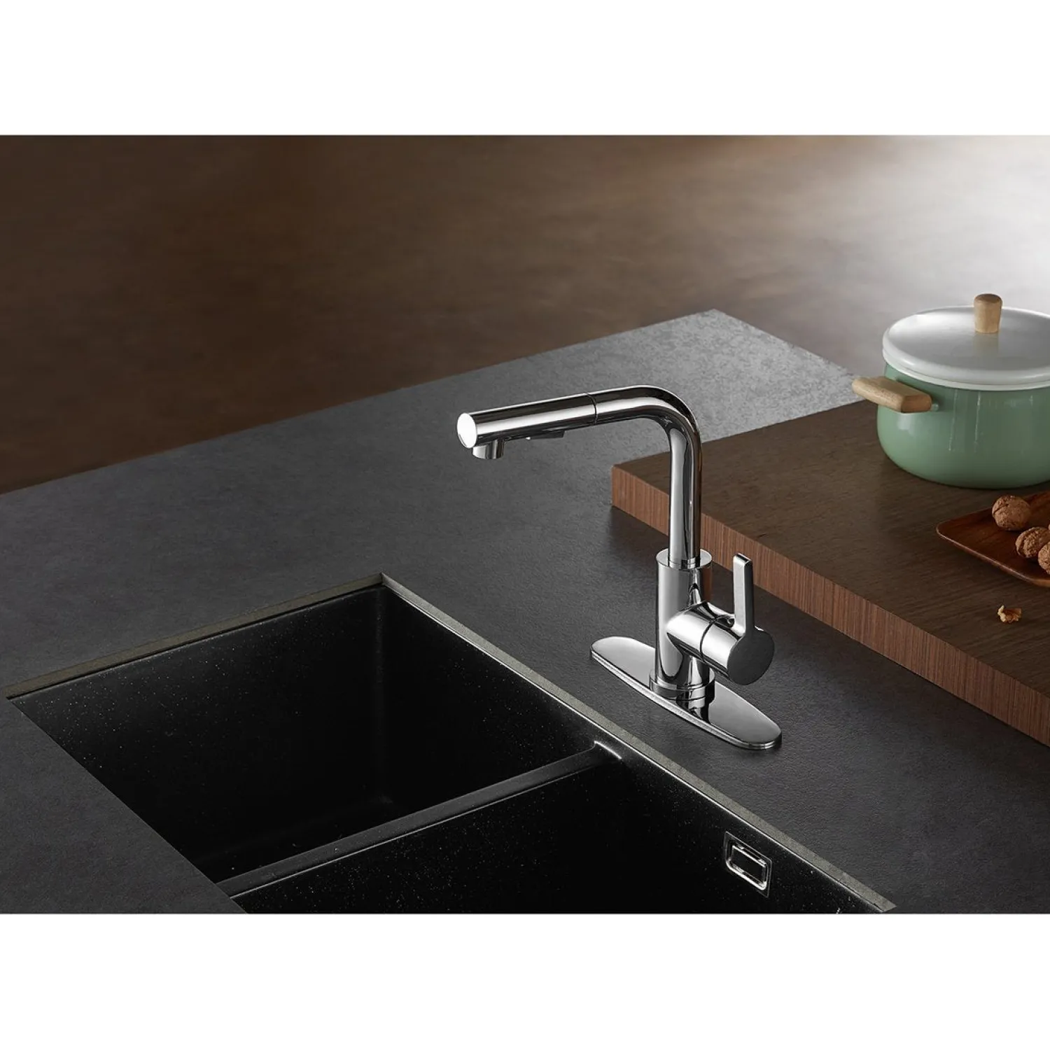 Clearance Gourmetier LS2711CTL Continental Single-Handle Kitchen Faucet with Pull-Out Sprayer in Polished Chrome Single Hole