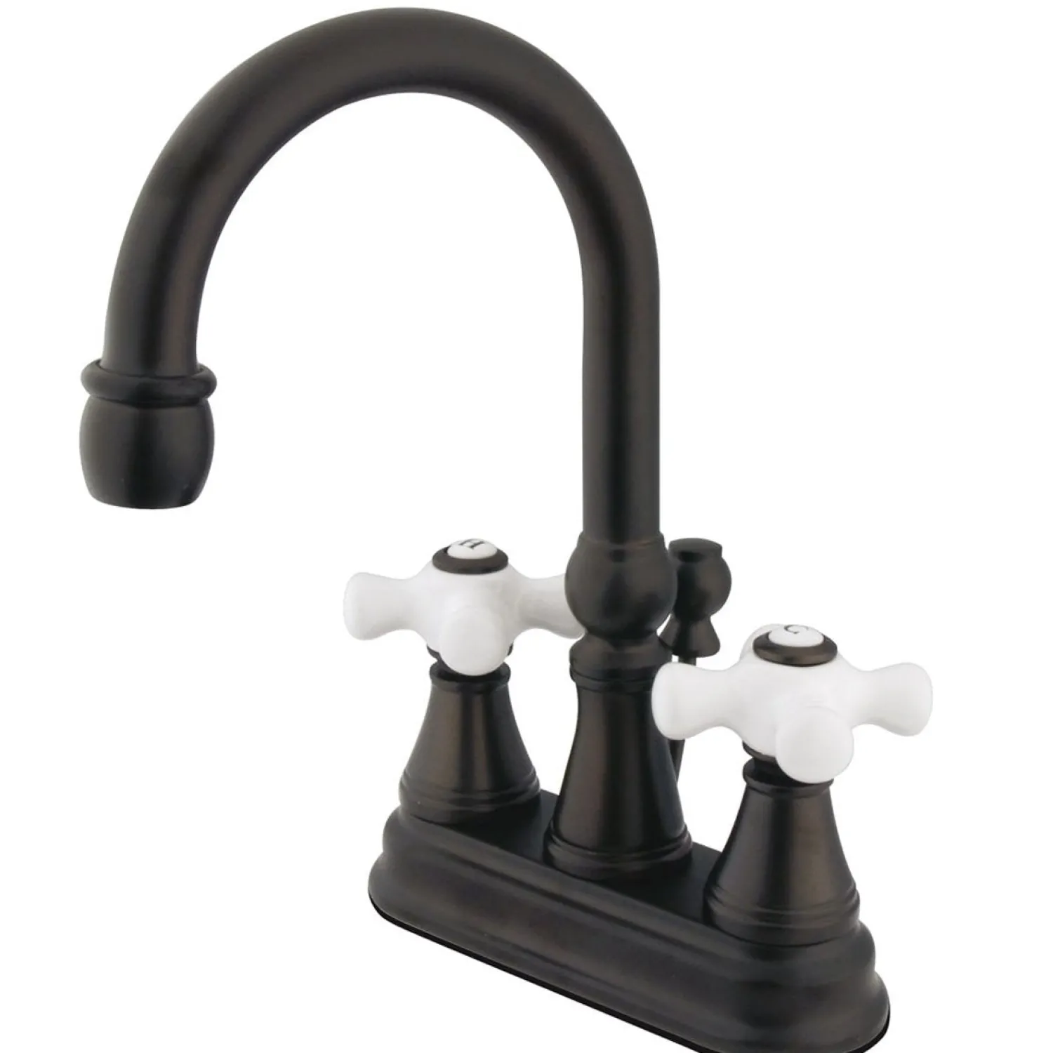 New Governor Two Handle Deck Mount 4" Centerset Lavatory Faucet with Brass Pop-up 4" Center Set