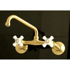 Discount 2-Handle 2-Hole Wall Mount Kitchen Faucet Wall Mounted Kitchen Faucets