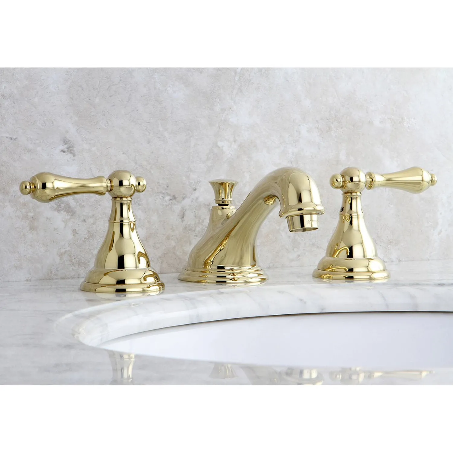 Hot 2-Handle 8-Inch Widespread Bathroom Faucet with Brass Pop-Up 8" Widespread