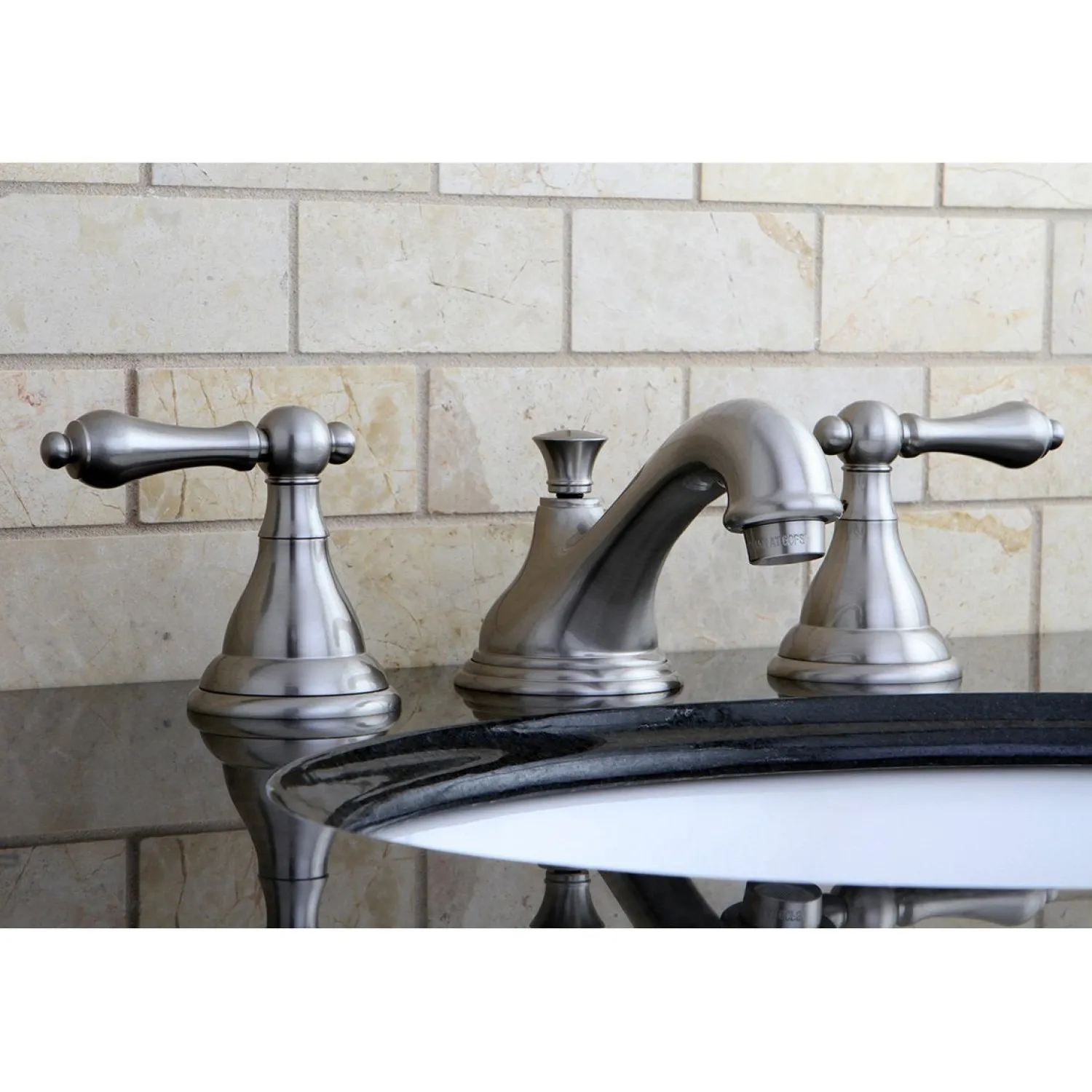 Hot 2-Handle 8-Inch Widespread Bathroom Faucet with Brass Pop-Up 8" Widespread