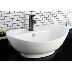 Clearance Harmon White China Vessel Bathroom Sink with Overflow Hole and Faucet Hole Above Counter / Vessel Sinks