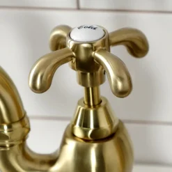Hot Heirloom French Country Two-Handle 3-Hole Deck Mount Bridge Kitchen Faucet with Brass Sprayer Faucets With Side Spray|Bridge Faucets