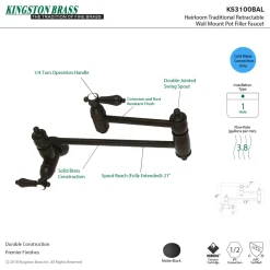 New Heirloom Wall Mount Pot Filler Kitchen Faucet Wall Mounted Kitchen Faucets|Single Hole