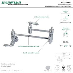 New Heirloom Wall Mount Pot Filler Kitchen Faucet Wall Mounted Kitchen Faucets|Single Hole