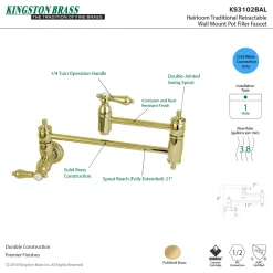 New Heirloom Wall Mount Pot Filler Kitchen Faucet Wall Mounted Kitchen Faucets|Single Hole