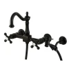 Heritage 8" Centerset Wall Mount Kitchen Faucet with Brass Sprayer Wall Mounted Kitchen Faucets|Faucets With Side Spray