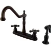 Sale Heritage 8" Center Kitchen Faucet with Brass Sprayer and Cross Handle Widespread Kitchen Faucets