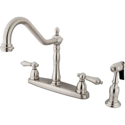 Outlet Heritage 8" Center Kitchen Faucet with Brass Sprayer Widespread Kitchen Faucets