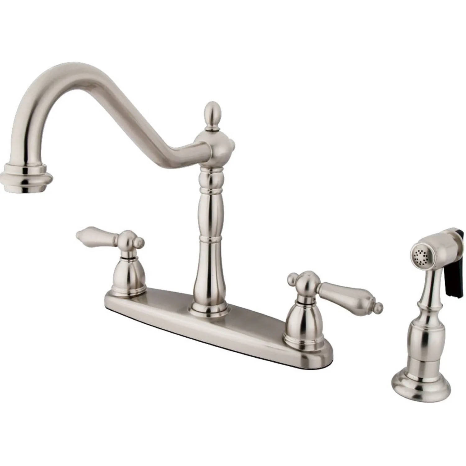 Outlet Heritage 8" Center Kitchen Faucet with Brass Sprayer Widespread Kitchen Faucets