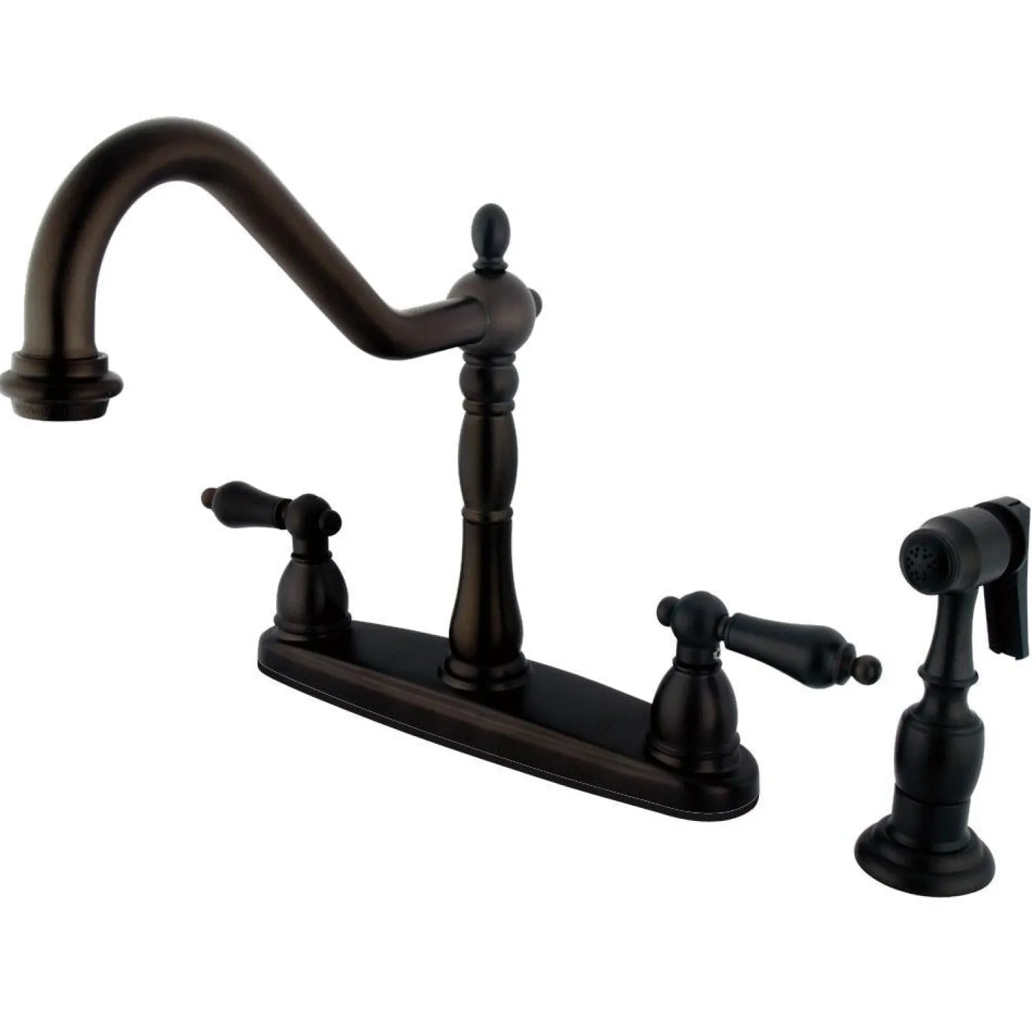 Outlet Heritage 8" Center Kitchen Faucet with Brass Sprayer Widespread Kitchen Faucets