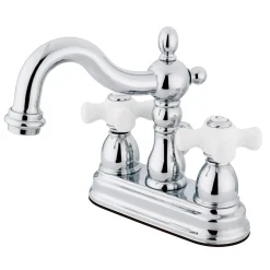 New Heritage Classic 4" Centerset Two Handle Lavatory Faucet with Brass Pop-up 4" Center Set
