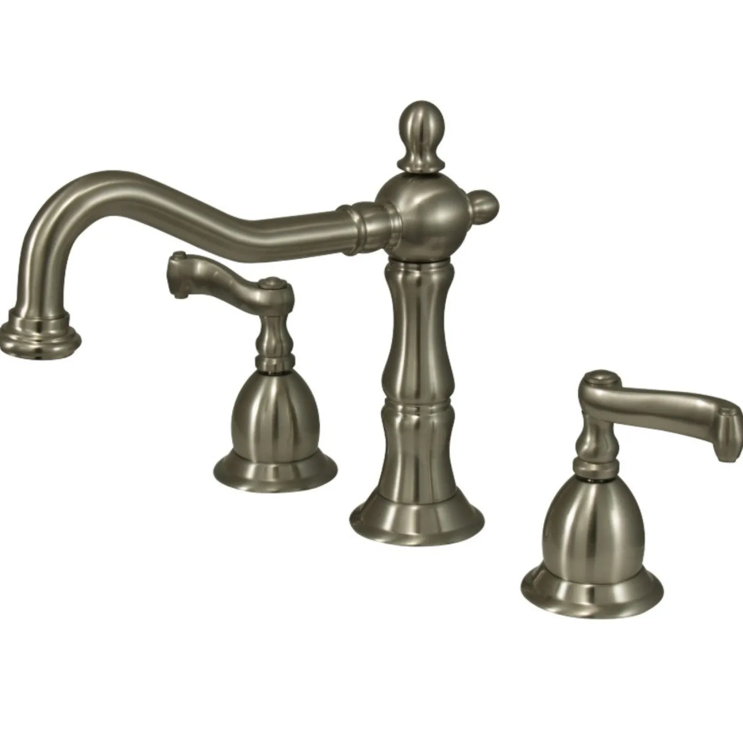 Outlet Heritage Classic Two Handle Deck Mount 8" to 14" Widespread Lavatory Faucet with Brass Pop-up 8" Widespread