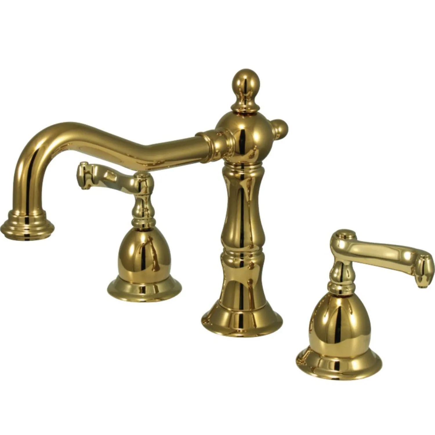 Outlet Heritage Classic Two Handle Deck Mount 8" to 14" Widespread Lavatory Faucet with Brass Pop-up 8" Widespread