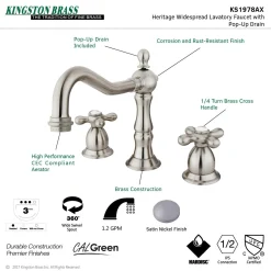Discount Heritage Cross-Handle 8-Inch Widespread Bathroom Faucet 8" Widespread