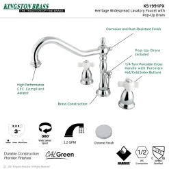 Discount Heritage Cross-Handle 3-Hole 8-Inch Widespread Bathroom Faucet 8" Widespread