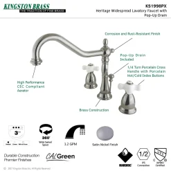 Discount Heritage Cross-Handle 3-Hole 8-Inch Widespread Bathroom Faucet 8