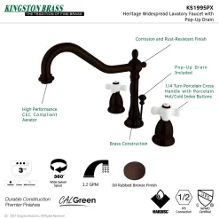 Discount Heritage Cross-Handle 3-Hole 8-Inch Widespread Bathroom Faucet 8