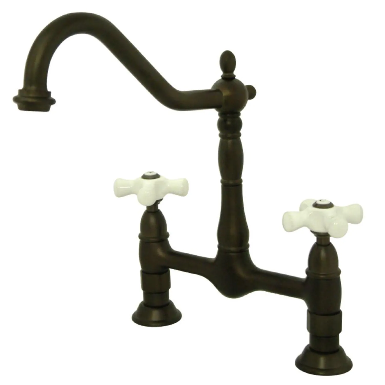 New Heritage Deck Mount 2-Hole Kitchen Bridge Faucet Bridge Faucets