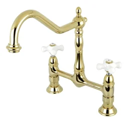 New Heritage Deck Mount 2-Hole Kitchen Bridge Faucet Bridge Faucets