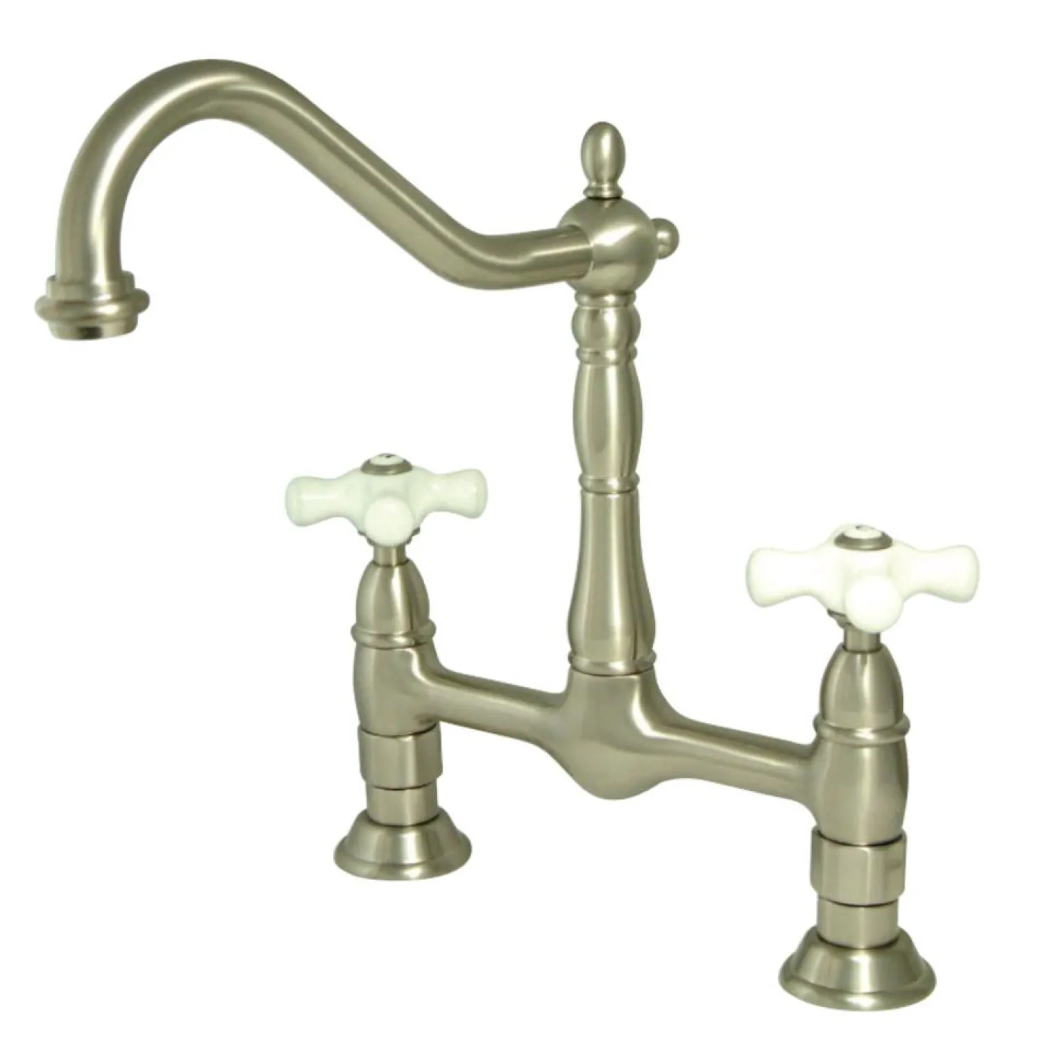 New Heritage Deck Mount 2-Hole Kitchen Bridge Faucet Bridge Faucets
