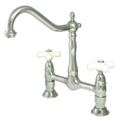 New Heritage Deck Mount 2-Hole Kitchen Bridge Faucet Bridge Faucets