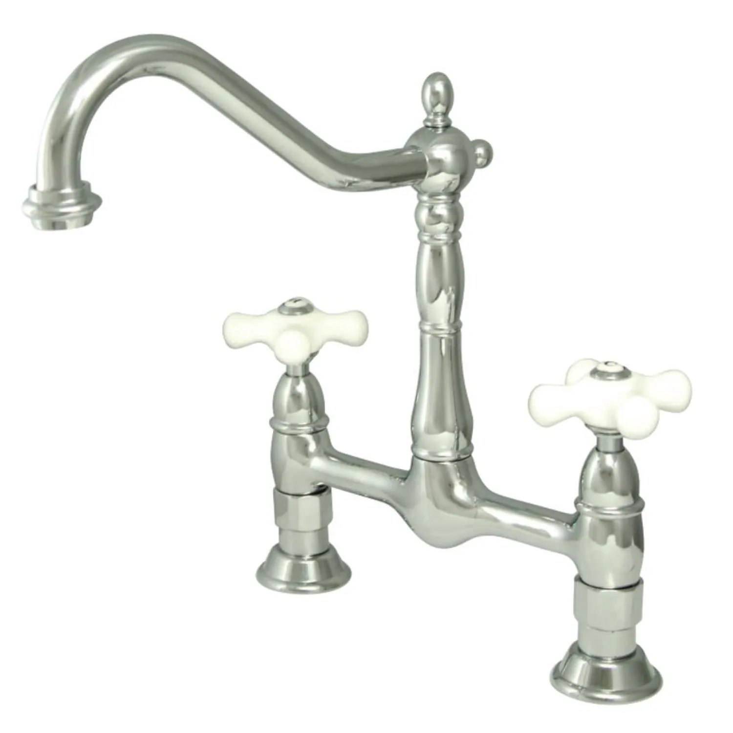 New Heritage Deck Mount 2-Hole Kitchen Bridge Faucet Bridge Faucets