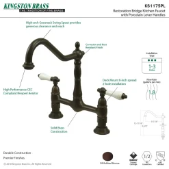 Online Heritage Deck Mount Kitchen Bridge Faucet Bridge Faucets