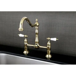 Online Heritage Deck Mount Kitchen Bridge Faucet Bridge Faucets