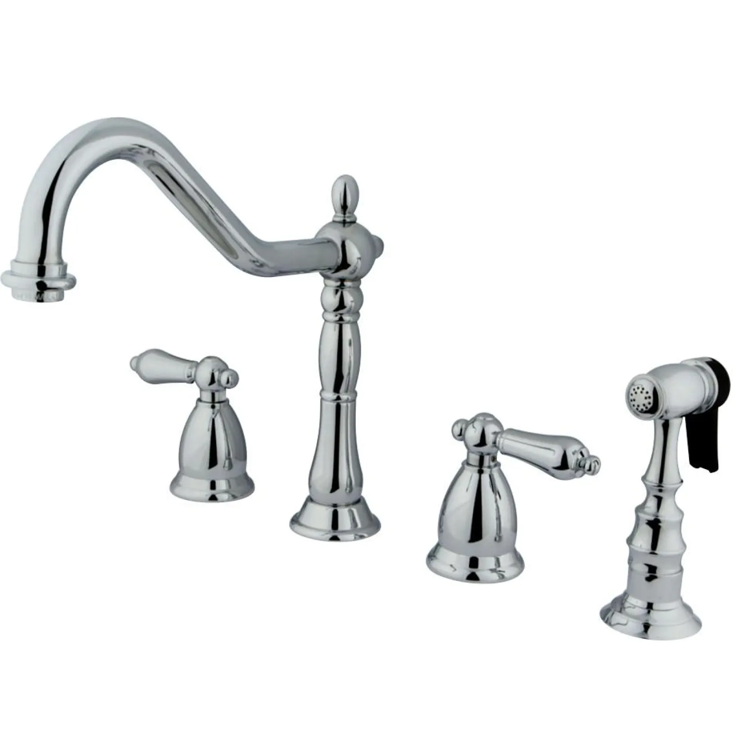 New Heritage Deck Mount Widespread 4-Hole Kitchen Faucet Widespread Kitchen Faucets|Faucets With Side Spray