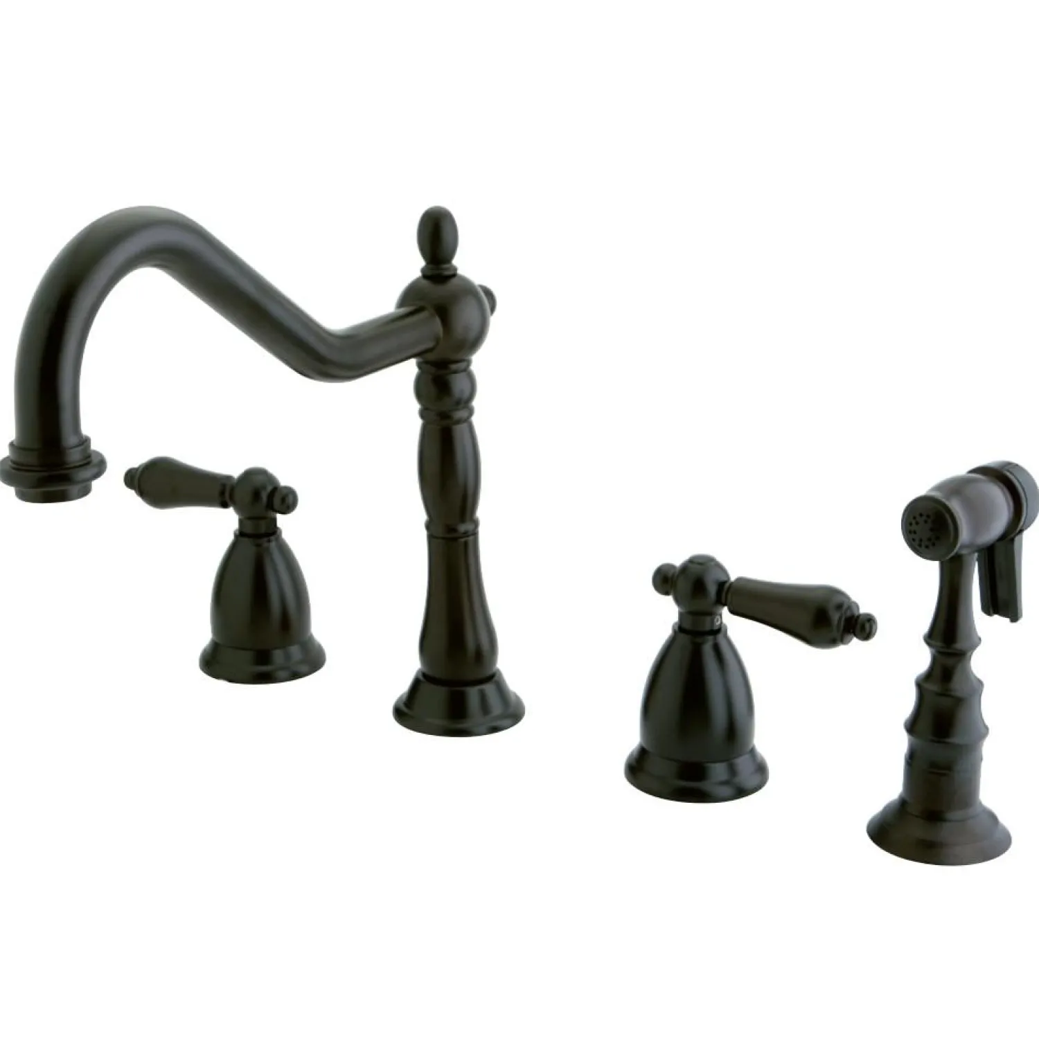 New Heritage Deck Mount Widespread 4-Hole Kitchen Faucet Widespread Kitchen Faucets|Faucets With Side Spray