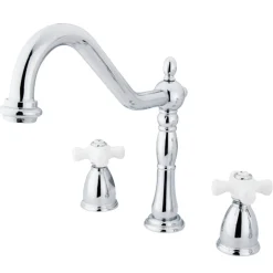 Heritage Deck Mount Widespread 3-Hole Kitchen Faucet Widespread Kitchen Faucets