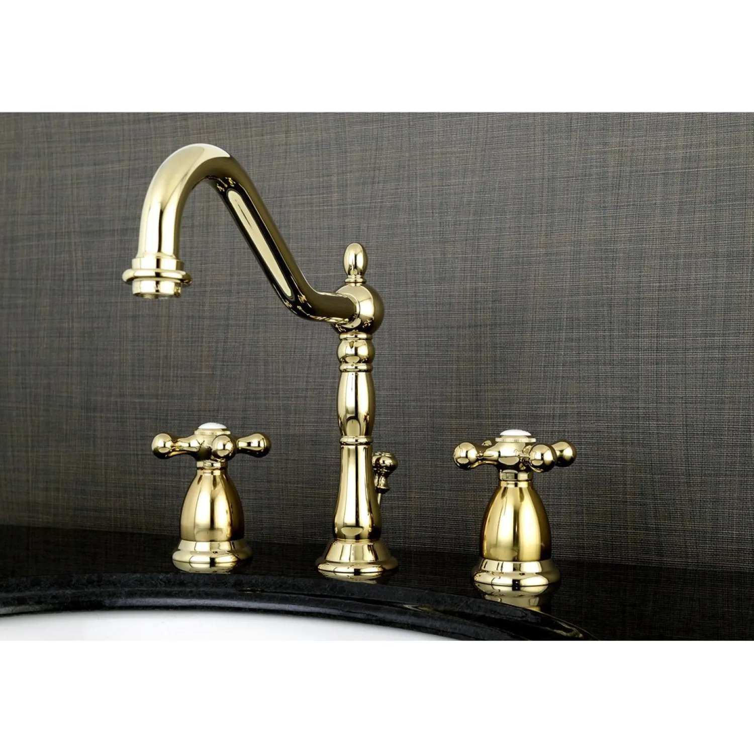Clearance Heritage Deck Mount 8-Inch Widespread Bathroom Faucet with Brass Pop-Up 8" Widespread