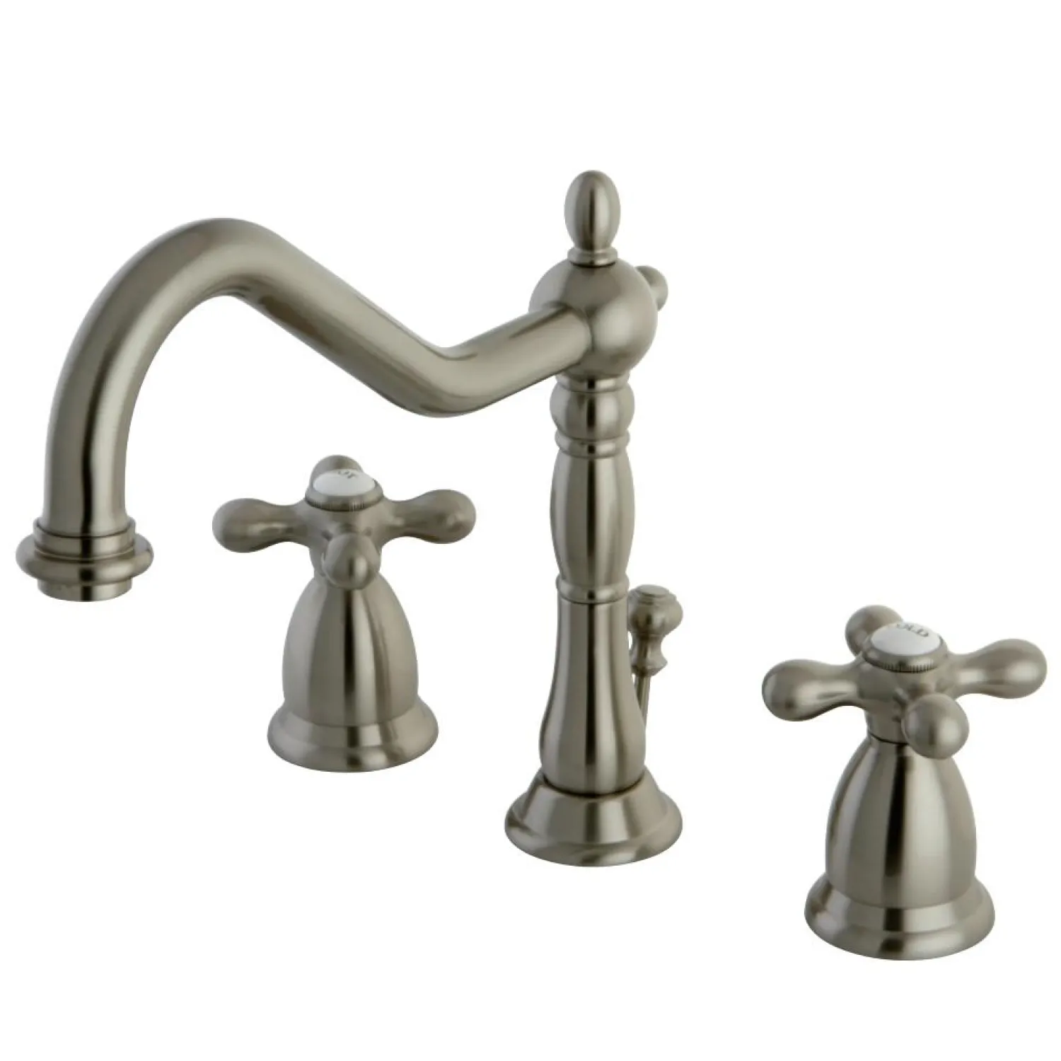 Clearance Heritage Deck Mount 8-Inch Widespread Bathroom Faucet with Brass Pop-Up 8" Widespread