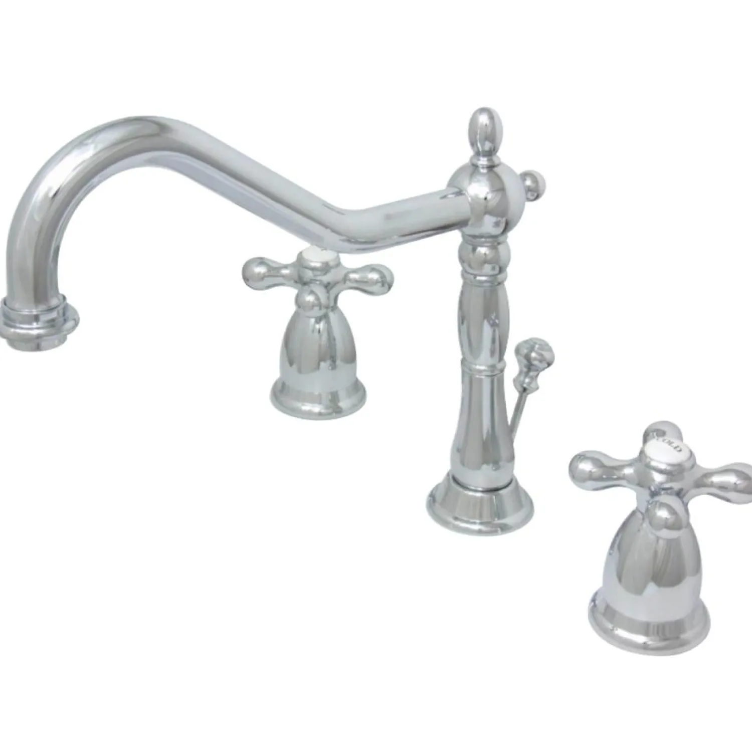 Clearance Heritage Deck Mount 8-Inch Widespread Bathroom Faucet with Brass Pop-Up 8" Widespread