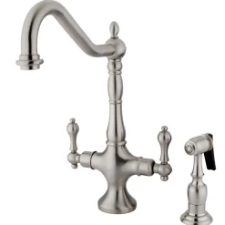 Best Heritage 2-Handle Kitchen Faucet with Brass Sprayer Faucets With Side Spray