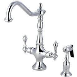 Best Heritage 2-Handle Kitchen Faucet with Brass Sprayer Faucets With Side Spray