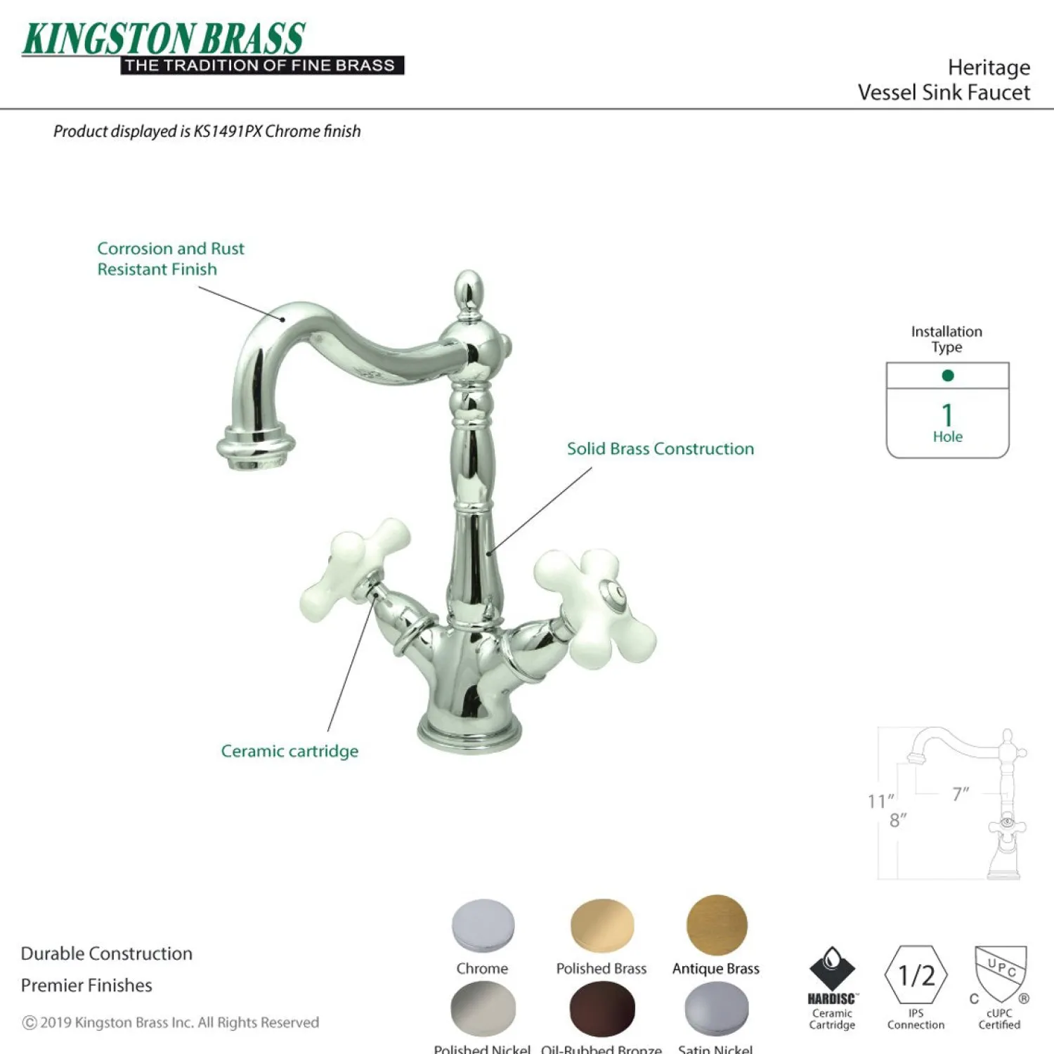 Outlet Heritage 2-Handle Deck Mount Vessel Sink Faucet Vessel Faucets