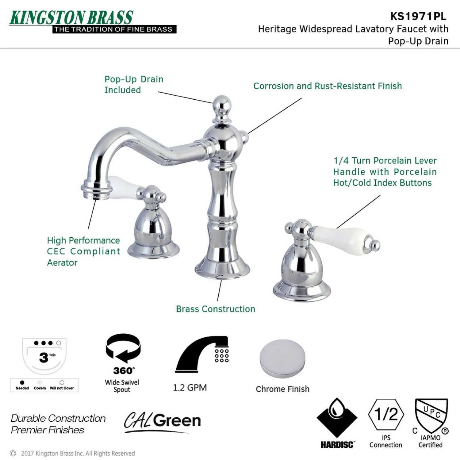 Sale Heritage 2-Handle 8-Inch Widespread Bathroom Faucet 8" Widespread