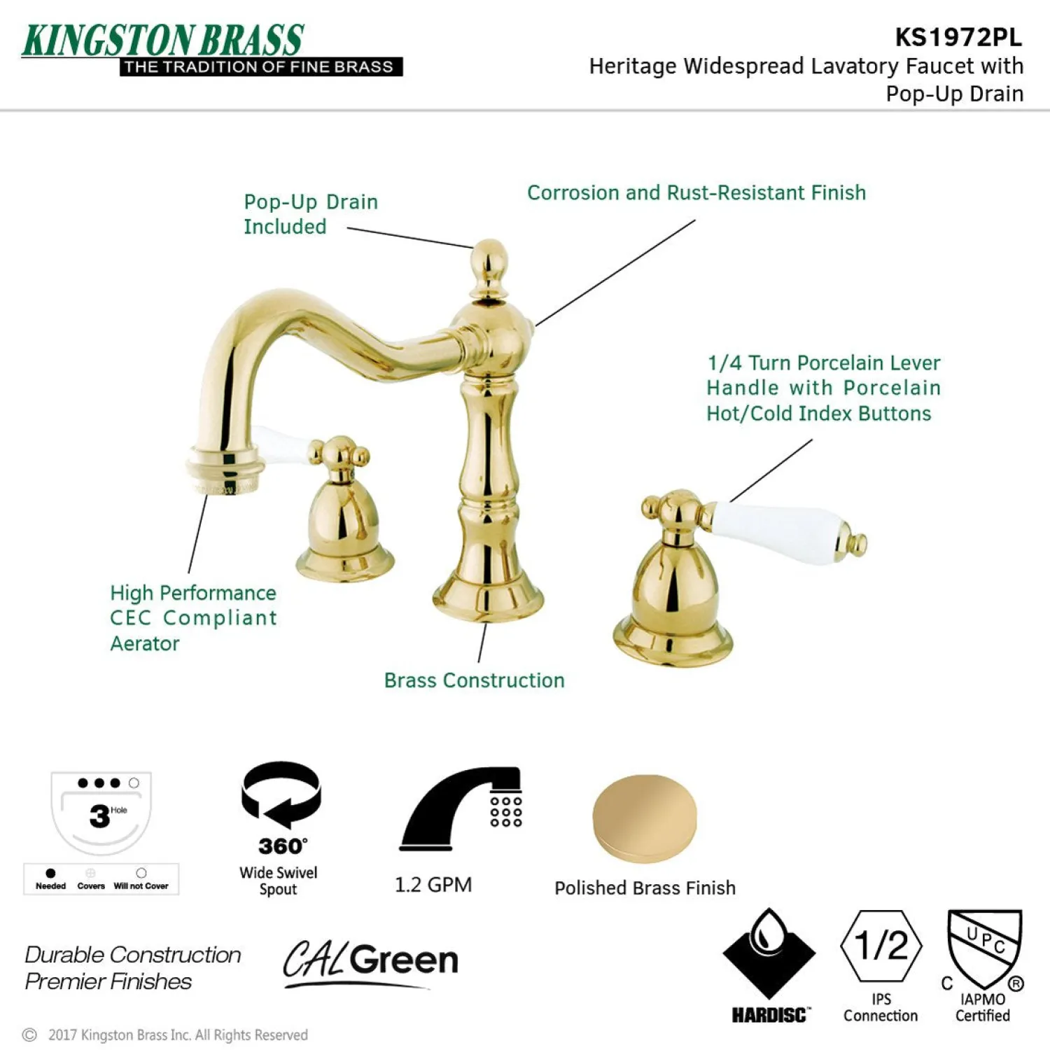 Sale Heritage 2-Handle 8-Inch Widespread Bathroom Faucet 8" Widespread