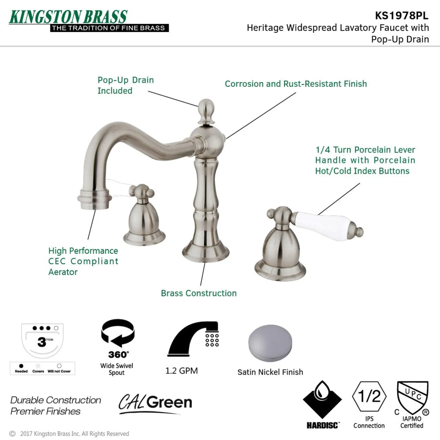 Sale Heritage 2-Handle 8-Inch Widespread Bathroom Faucet 8" Widespread